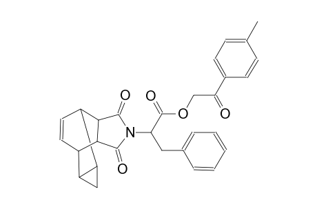 2-(4-methylphenyl)-2-oxoethyl 2-(3,5-dioxo-4-azatetracyclo[5.3.2.0~2,6~.0~8,10~]dodec-11-en-4-yl)-3-phenylpropanoate