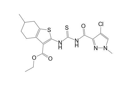 ethyl 2-[({[(4-chloro-1-methyl-1H-pyrazol-3-yl)carbonyl]amino}carbothioyl)amino]-6-methyl-4,5,6,7-tetrahydro-1-benzothiophene-3-carboxylate