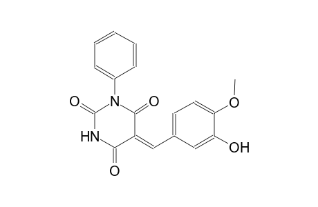 (5Z)-5-(3-hydroxy-4-methoxybenzylidene)-1-phenyl-2,4,6(1H,3H,5H)-pyrimidinetrione