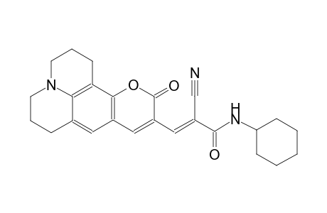 (2E)-2-cyano-N-cyclohexyl-3-(11-oxo-2,3,6,7-tetrahydro-1H,5H,11H-pyrano[2,3-f]pyrido[3,2,1-ij]quinolin-10-yl)-2-propenamide