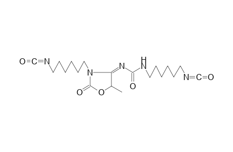 3-Isocyanatohexamethylene-4-isocyanatohexamethyleneiminocarbonylimino-5,5-dimethyloxazolidin-2-one (simplified)