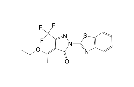 (4E)-2-(1,3-benzothiazol-2-yl)-4-(1-ethoxyethylidene)-5-(trifluoromethyl)-2,4-dihydro-3H-pyrazol-3-one
