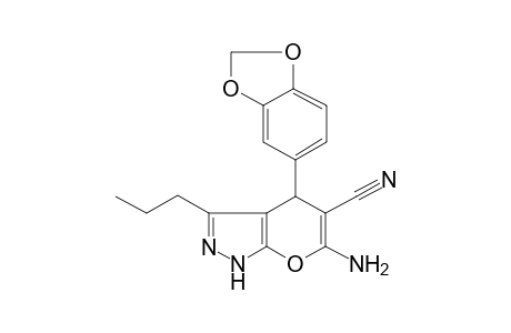 6-Amino-4-(1,3-benzodioxol-5-yl)-3-propyl-1,4-dihydropyrano[2,3-c]pyrazole-5-carbonitrile