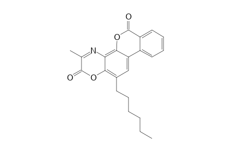 12-HEXYL-3-METHYLBENZO-[3,4]-CHROMENO-[7,8-B]-[1,4]-OXAZINE-2,6-DIONE