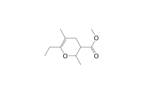 Methyl ester of 3,6-dimethyl-2-ethyl-1-oxacyclohex-2-ene-5-carbolic acid