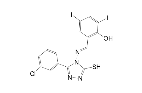 2-((E)-{[3-(3-chlorophenyl)-5-sulfanyl-4H-1,2,4-triazol-4-yl]imino}methyl)-4,6-diiodophenol