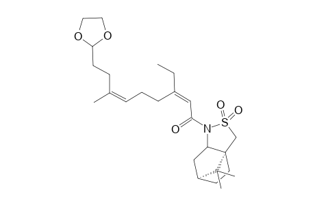 (2Z,6Z)-1-((1R,7S)-10,10-Dimethyl-3,3-dioxo-3lambda*6*-thia-4-aza-tricyclo[5.2.1.0*1,5*]dec-4-yl)-9-[1,3]dioxolan-2-yl-3-ethyl-7-methyl-nona-2,6-dien-1-one