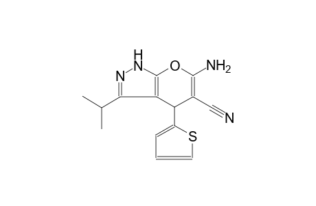 pyrano[2,3-c]pyrazole-5-carbonitrile, 6-amino-1,4-dihydro-3-(1-methylethyl)-4-(2-thienyl)-