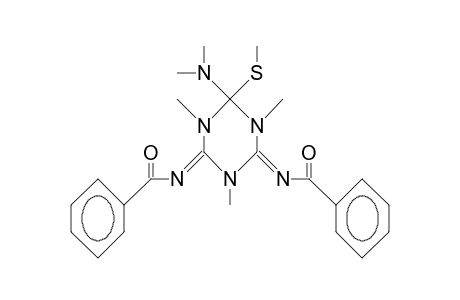 2,4-Bis(benzoylimino)-6-dimethylamino-1,3,5-trimethyl-6-methylthio-hexahydro-1,3,5-triazine