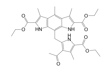 8-[(3-acetyl-5-carbethoxy-4-methyl-1H-pyrrol-2-yl)methyl]-3,4,5-trimethyl-1,7-dihydropyrrol[3,2-f]indole-2,6-dicarboxylic acid diethyl ester