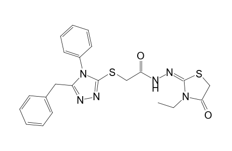 (5-Benzyl-4-phenyl-4H-[1,2,4]triazol-3-ylsulfanyl)-acetic acid[3-ethyl-4-oxo-thiazolidin-(2E)-ylidene]-hydrazide