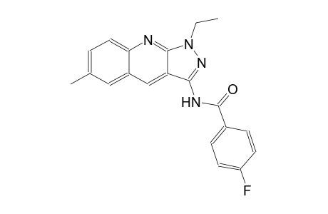 N-(1-ethyl-6-methyl-1H-pyrazolo[3,4-b]quinolin-3-yl)-4-fluorobenzamide
