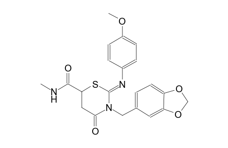 (2Z)-3-(1,3-benzodioxol-5-ylmethyl)-2-[(4-methoxyphenyl)imino]-N-methyl-4-oxotetrahydro-2H-1,3-thiazine-6-carboxamide