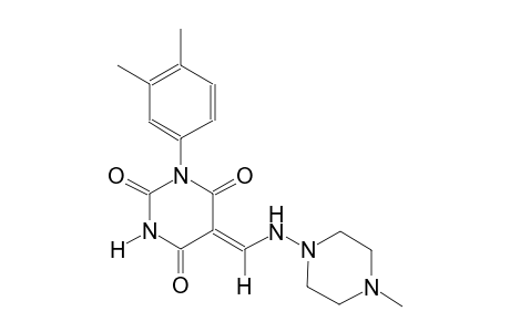 (5Z)-1-(3,4-dimethylphenyl)-5-{[(4-methyl-1-piperazinyl)amino]methylene}-2,4,6(1H,3H,5H)-pyrimidinetrione