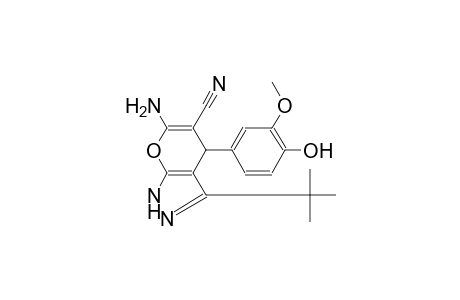 6-Amino-3-tert-butyl-4-(4-hydroxy-3-methoxy-phenyl)-1,4-dihydro-pyrano[2,3-c]pyrazole-5-carbonitrile