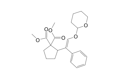 (E)-2-(2-(tetrahydropyranyl-2-oxy)-1-phenylethane-1-ylidene)-1,1-dimethoxycarbonylcyclopentane