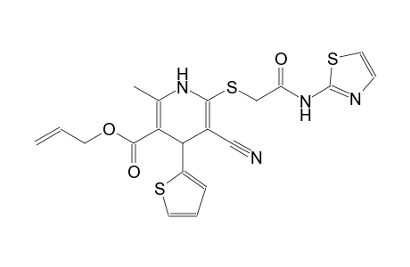 3-pyridinecarboxylic acid, 5-cyano-1,4-dihydro-2-methyl-6-[[2-oxo-2-(2-thiazolylamino)ethyl]thio]-4-(2-thienyl)-, 2-propenyl ester