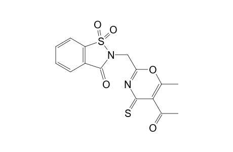 2-[(5-acetyl-6-methyl-4-sulfanylidene-1,3-oxazin-2-yl)methyl]-1,1-dioxo-1,2-benzothiazol-3-one