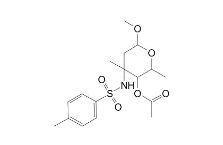 .beta.-DL-lyxo-Hexopyranoside, methyl 2,3,6-trideoxy-3-C-methyl-3-[[(4-methylphenyl)sulfonyl]amino]-, 4-acetate