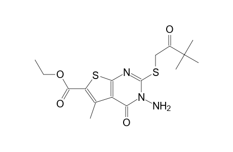 ethyl 3-amino-2-[(3,3-dimethyl-2-oxobutyl)sulfanyl]-5-methyl-4-oxo-3,4-dihydrothieno[2,3-d]pyrimidine-6-carboxylate