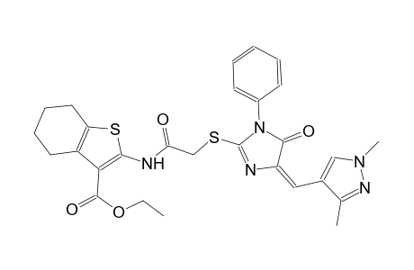 ethyl 2-{[({(4E)-4-[(1,3-dimethyl-1H-pyrazol-4-yl)methylene]-5-oxo-1-phenyl-4,5-dihydro-1H-imidazol-2-yl}sulfanyl)acetyl]amino}-4,5,6,7-tetrahydro-1-benzothiophene-3-carboxylate