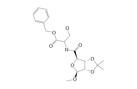 BENZYL-2-(METHYL-2,3-O-ISOPROPYLIDEN-BETA-D-RIBO-1,4-FURANOSYL-CARBONYL)-AMINO-3-HYDROXYPROPANOATE