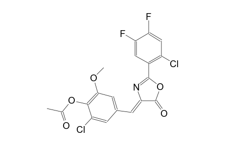 2-chloro-4-[(Z)-(2-(2-chloro-4,5-difluorophenyl)-5-oxo-1,3-oxazol-4(5H)-ylidene)methyl]-6-methoxyphenyl acetate