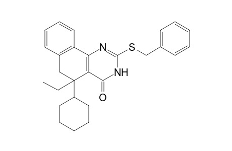 2-(benzylsulfanyl)-5-cyclohexyl-5-ethyl-5,6-dihydrobenzo[H]quinazolin-4(3H)-one