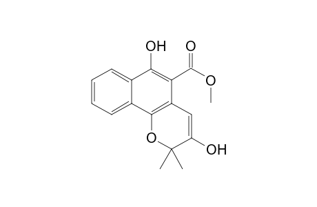3,6-Dihydroxy-2,2-dimethyl-5-benzo[h][1]benzopyrancarboxylic acid methyl ester