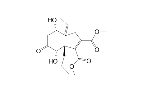 Cornexisin bis methyl ester (dimethyl 4-ethenyl-5,8-dihydroxy-7-oxo-9-propylcyclononen-1,2-dicarboxylate)