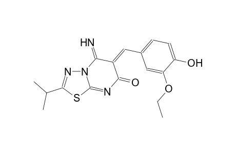 7H-[1,3,4]thiadiazolo[3,2-a]pyrimidin-7-one, 6-[(3-ethoxy-4-hydroxyphenyl)methylene]-5,6-dihydro-5-imino-2-(1-methylethyl)-, (6Z)-