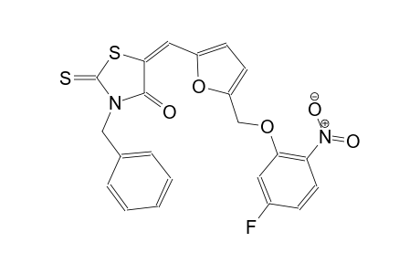 (5E)-3-benzyl-5-({5-[(5-fluoro-2-nitrophenoxy)methyl]-2-furyl}methylene)-2-thioxo-1,3-thiazolidin-4-one