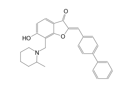 3(2H)-benzofuranone, 2-([1,1'-biphenyl]-4-ylmethylene)-6-hydroxy-7-[(2-methyl-1-piperidinyl)methyl]-, (2Z)-