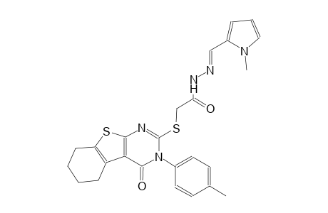 2-{[3-(4-methylphenyl)-4-oxo-3,4,5,6,7,8-hexahydro[1]benzothieno[2,3-d]pyrimidin-2-yl]sulfanyl}-N'-[(E)-(1-methyl-1H-pyrrol-2-yl)methylidene]acetohydrazide