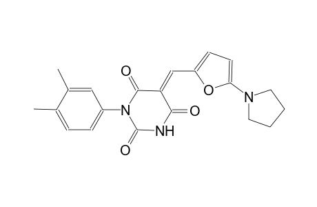 (5E)-1-(3,4-dimethylphenyl)-5-{[5-(1-pyrrolidinyl)-2-furyl]methylene}-2,4,6(1H,3H,5H)-pyrimidinetrione