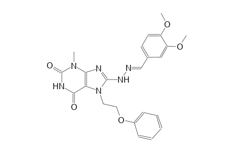 3,4-dimethoxybenzaldehyde [3-methyl-2,6-dioxo-7-(2-phenoxyethyl)-2,3,6,7-tetrahydro-1H-purin-8-yl]hydrazone
