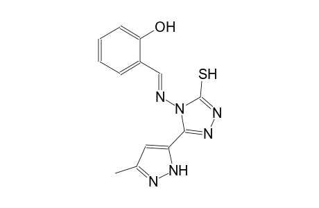 2-((E)-{[3-(3-methyl-1H-pyrazol-5-yl)-5-sulfanyl-4H-1,2,4-triazol-4-yl]imino}methyl)phenol