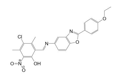 4-chloro-2-((E)-{[2-(4-ethoxyphenyl)-1,3-benzoxazol-5-yl]imino}methyl)-3,5-dimethyl-6-nitrophenol
