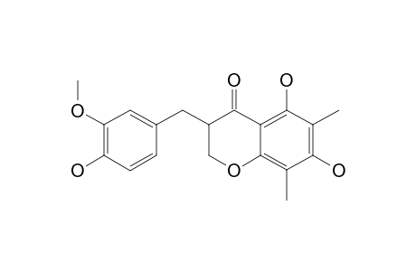 5,7-DIHYDROXY-6,8-DIMETHYL-3-(4'-HYDROXY-3'-METHOXYBENZYL)-CHROMAN-4-ONE