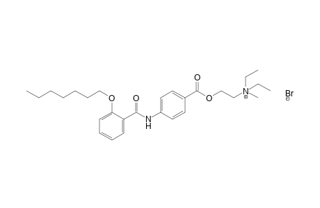 diethyl(2-hydroxyethyl)methylammonium bromide, p-[o-(heptyloxy)benzamido]benzoate