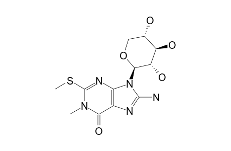 8-Amino-9-.beta.-D-xylopyranosyl-1-methyl-2-(methylthio)purin-6(1H)-one