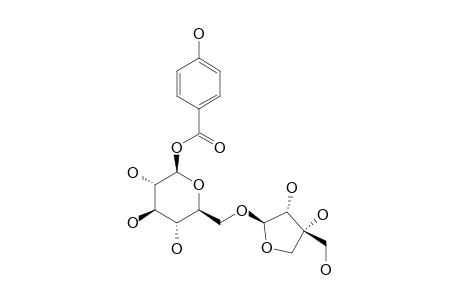 1-O-PARA-HYDROXYBENZOYL-BETA-D-APIOFURANOSYL-(1->6)-BETA-D-GLUCOPYRANOSIDE