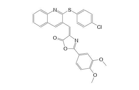 5(4H)-oxazolone, 4-[[2-[(4-chlorophenyl)thio]-3-quinolinyl]methylene]-2-(3,4-dimethoxyphenyl)-, (4E)-