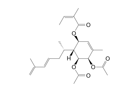 rel-(1S,4R,5S,6R)-4,5-Diacetoxy-6-[(R)-1,5-dimethylhexa-3,5-dienyl]-3-methylcyclohex-2-enyl (Z)-2-Methylbut-2-enoate