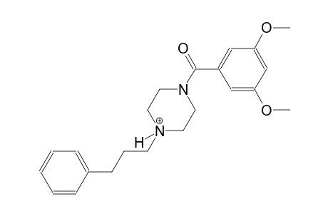 1-(3,5-dimethoxybenzoyl)-4-(3-phenylpropyl)piperazin-4-ium