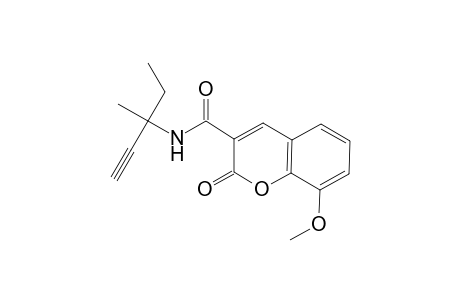 2H-Chromene-3-carboxamide, 8-methoxy-2-oxo-N-(1-ethyl-1-methylprop-2-ynyl)-