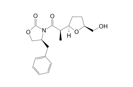 4-Benzyl-3-[(2' R)-2'-((2R,5S)-5"-hydroxymethyl-tetrahydro-2''-furanyl])-propanoyl]-1,3-oxazolidin-2-one