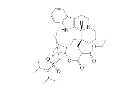 Ethyl {(1"S,2"R,4"R)-N,N-diisopropylbornan-10"-sulfonamid-2"-yl} 2-{(1'.alpha.-ethyl-1',2',3',4',6',7',12',12b'.alpha.octahydroindolo[2',3'-a]quinolizin-1'.beta.-yl)methyl}malonate diasteromer