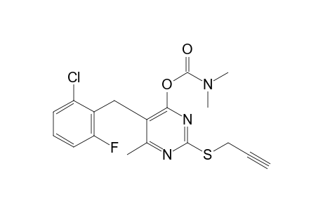 5-(2-chloro-6-fluorobenzyl)-6-methyl-2-[(2-propynyl)thio]-4-pyrimidinol, dimethylcarbamate (ester)