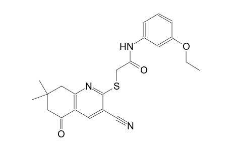 2-[(3-cyano-7,7-dimethyl-5-oxo-5,6,7,8-tetrahydro-2-quinolinyl)sulfanyl]-N-(3-ethoxyphenyl)acetamide